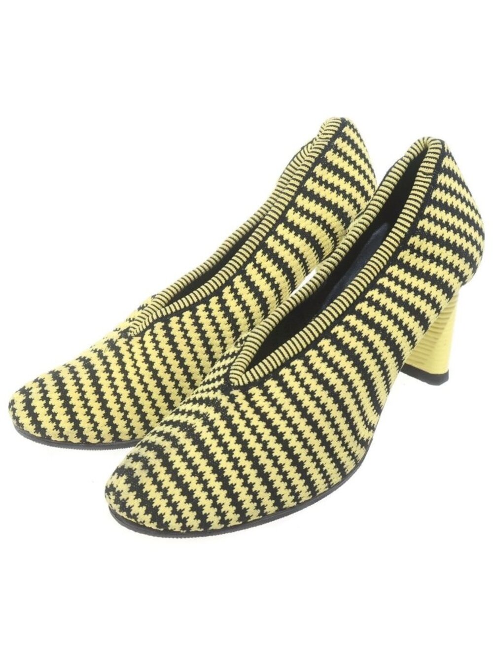Celine Heels Knit Pumps Striped Yellow Black